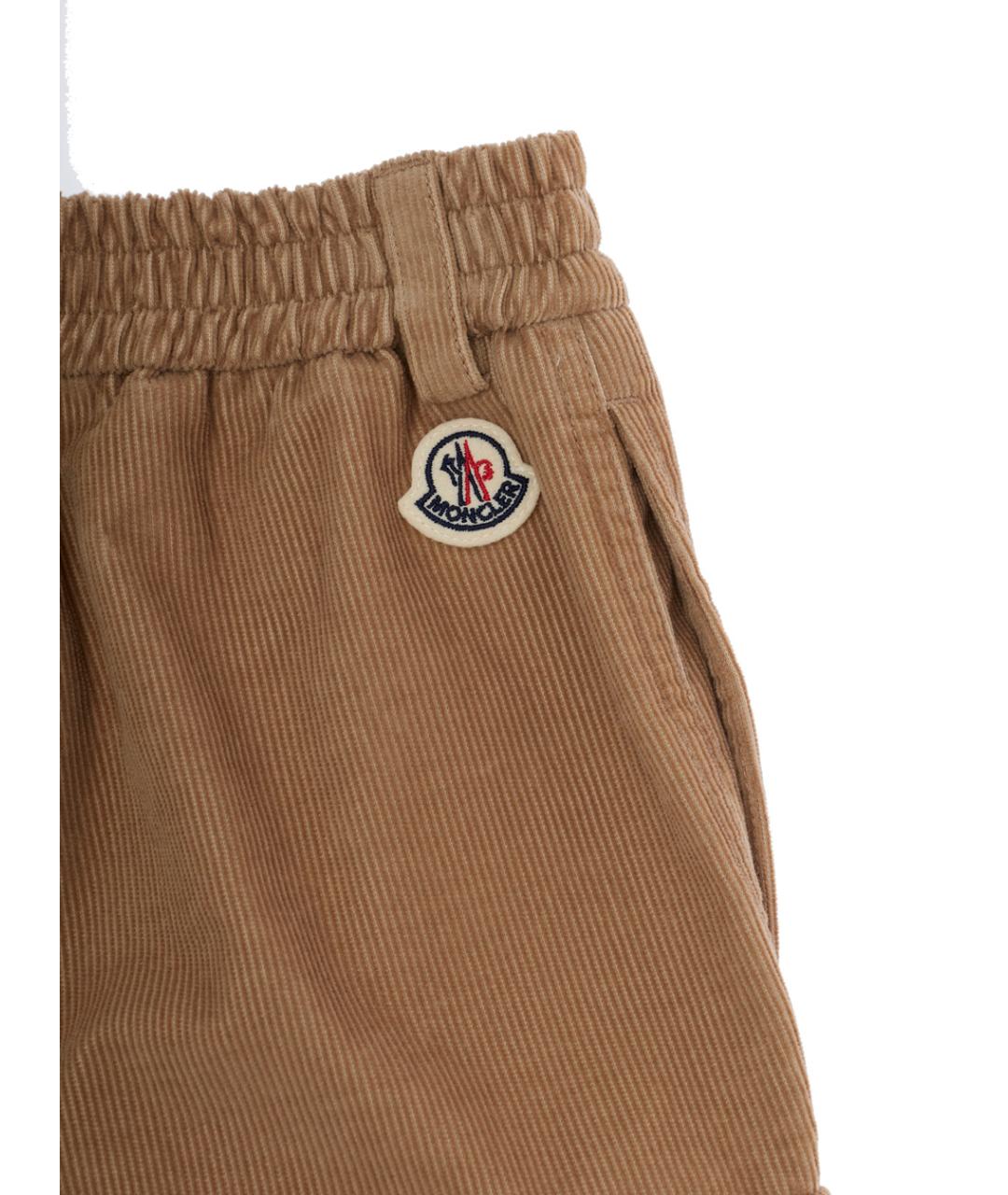 MONCLER KIDS Коричневые хлопковые брюки и шорты, фото 3