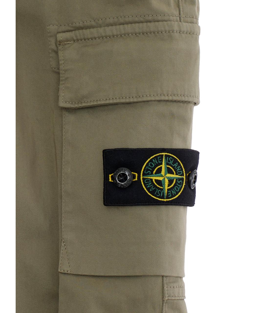 STONE ISLAND Бежевые хлопковые брюки и шорты, фото 3