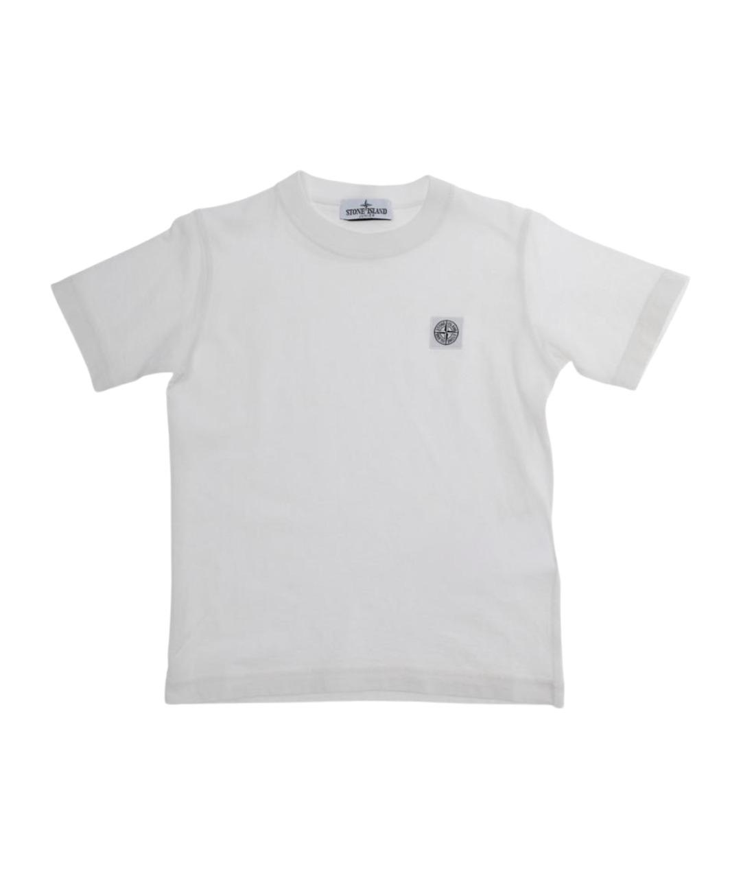 STONE ISLAND JUNIOR Белая хлопковая детская футболка, фото 1