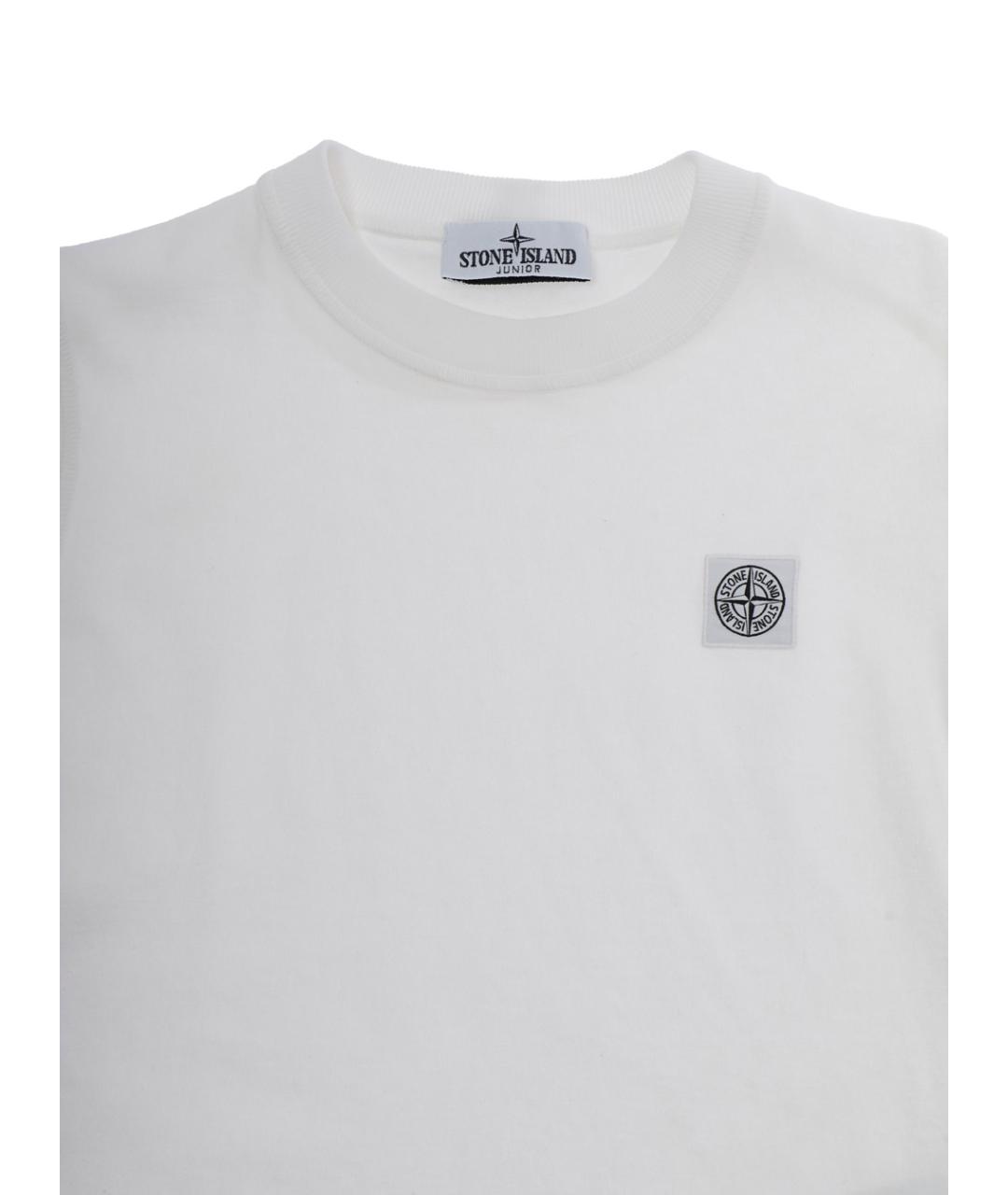 STONE ISLAND JUNIOR Белая хлопковая детская футболка, фото 3