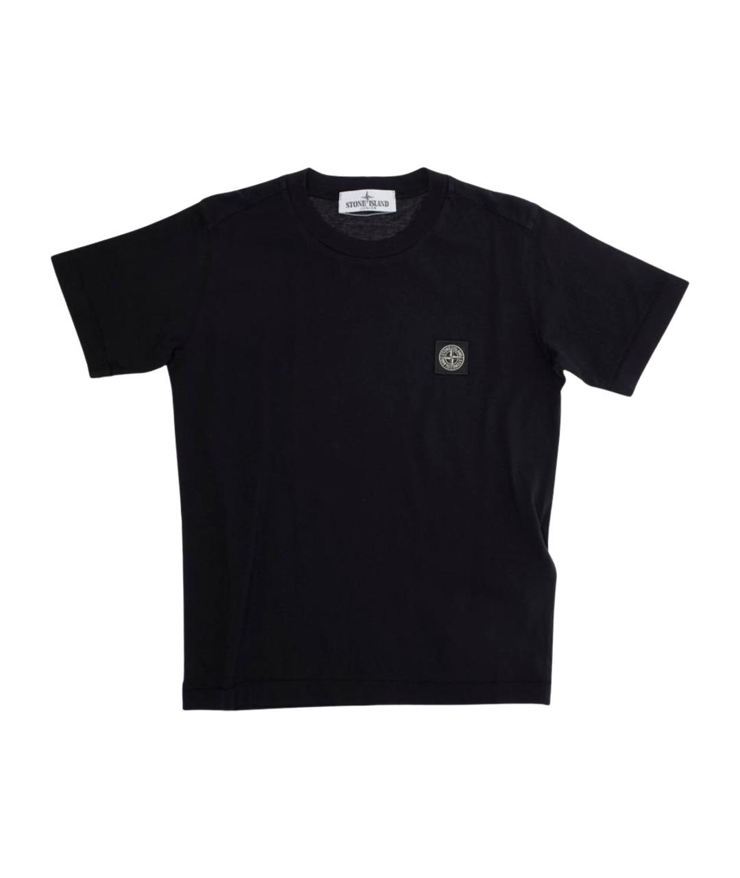 STONE ISLAND JUNIOR Черная хлопковая детская футболка, фото 1