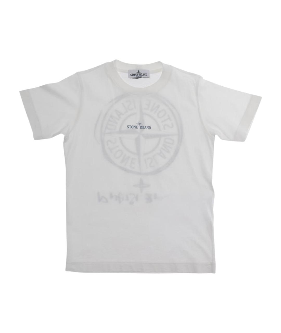 STONE ISLAND JUNIOR Белая хлопковая детская футболка, фото 1
