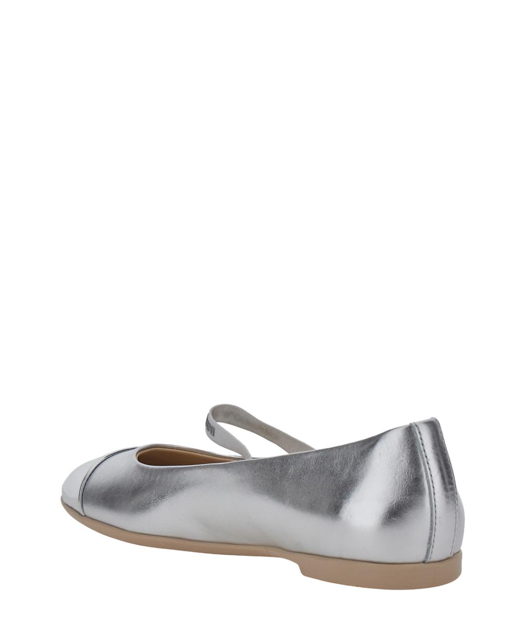 EMPORIO ARMANI Серебряные кожаные балетки, фото 3