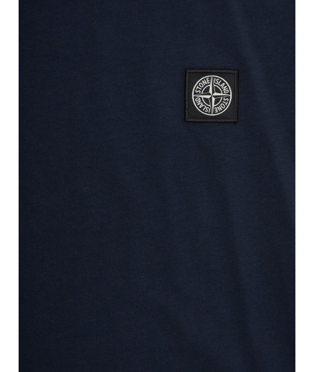 STONE ISLAND Темно-синяя хлопковая детская футболка, фото 3