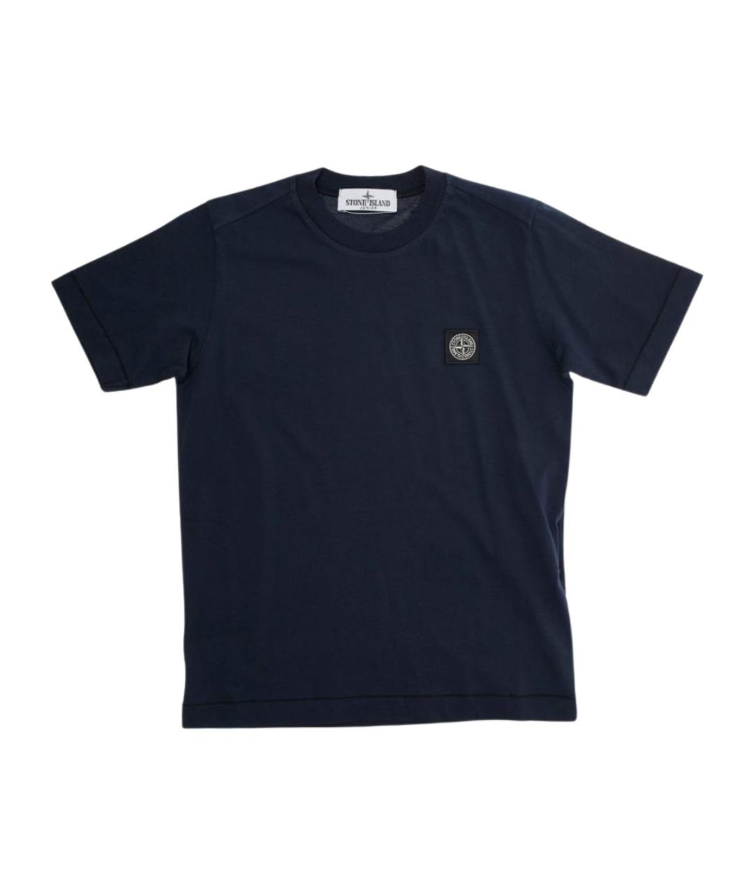 STONE ISLAND Темно-синяя хлопковая детская футболка, фото 1