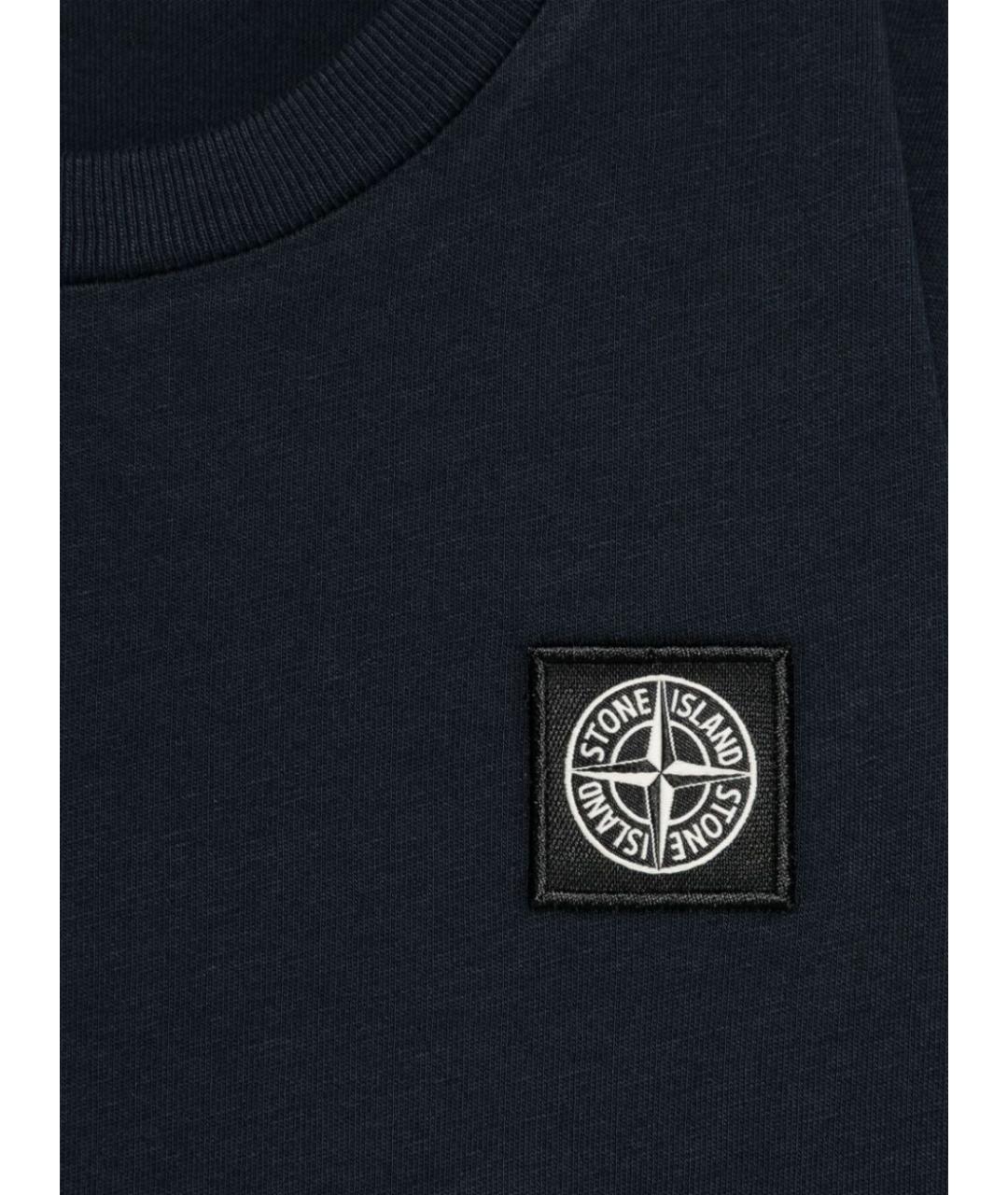 STONE ISLAND Темно-синяя хлопковая детская футболка, фото 5