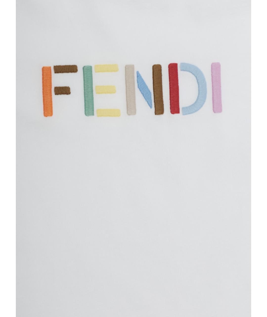 FENDI Белая хлопковая детская футболка, фото 3