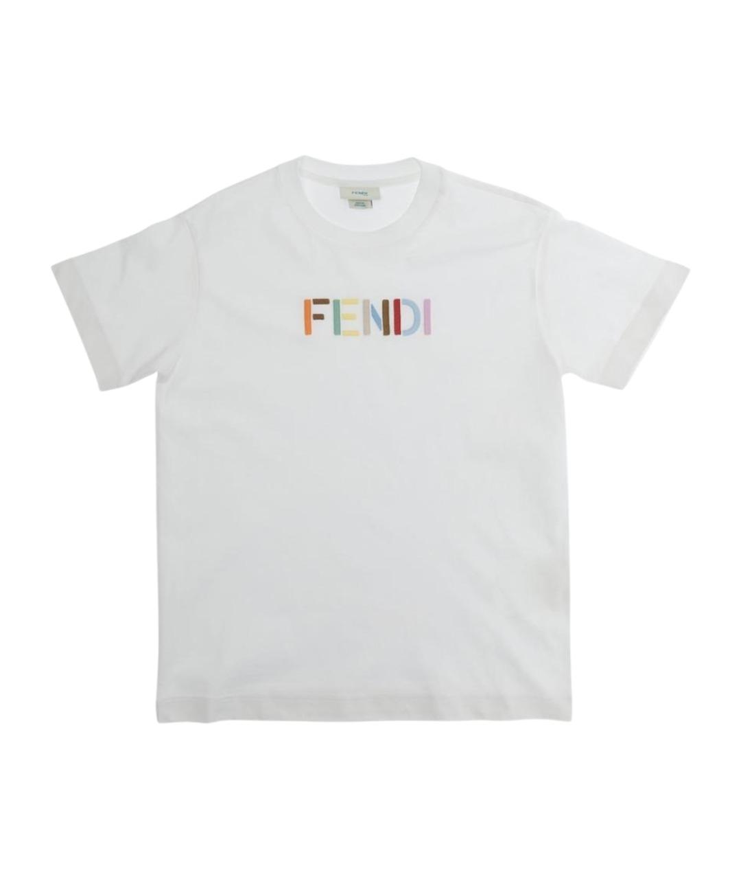FENDI Белая хлопковая детская футболка, фото 1