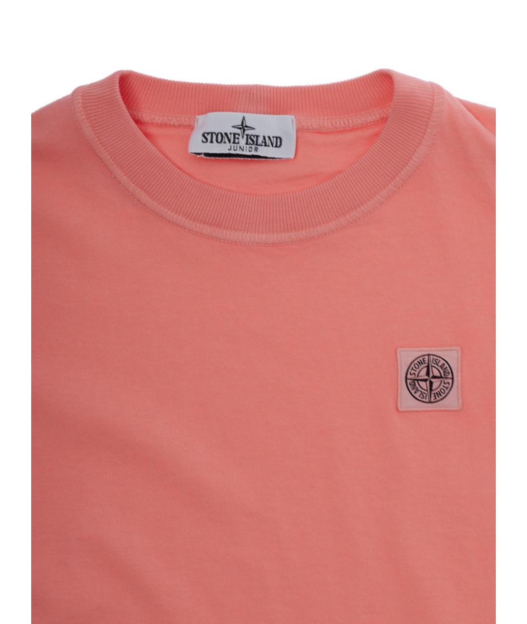 STONE ISLAND JUNIOR Розовая хлопковая детская футболка, фото 3