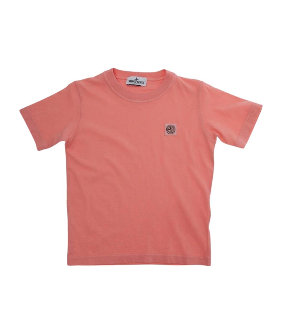 STONE ISLAND JUNIOR Розовая хлопковая детская футболка, фото 1