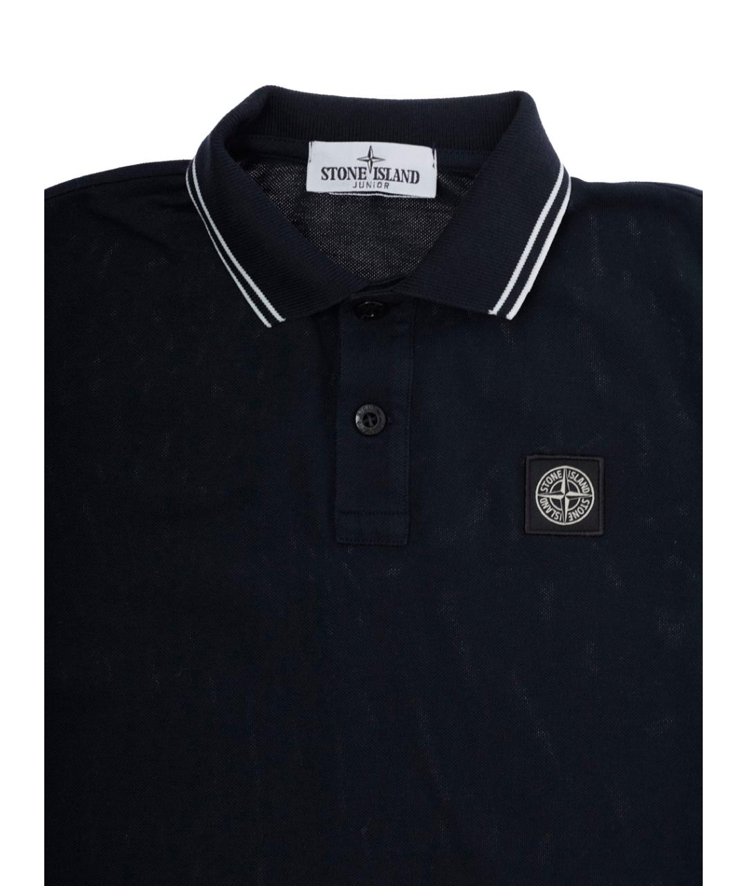 STONE ISLAND JUNIOR Темно-синяя хлопковая детская футболка, фото 3