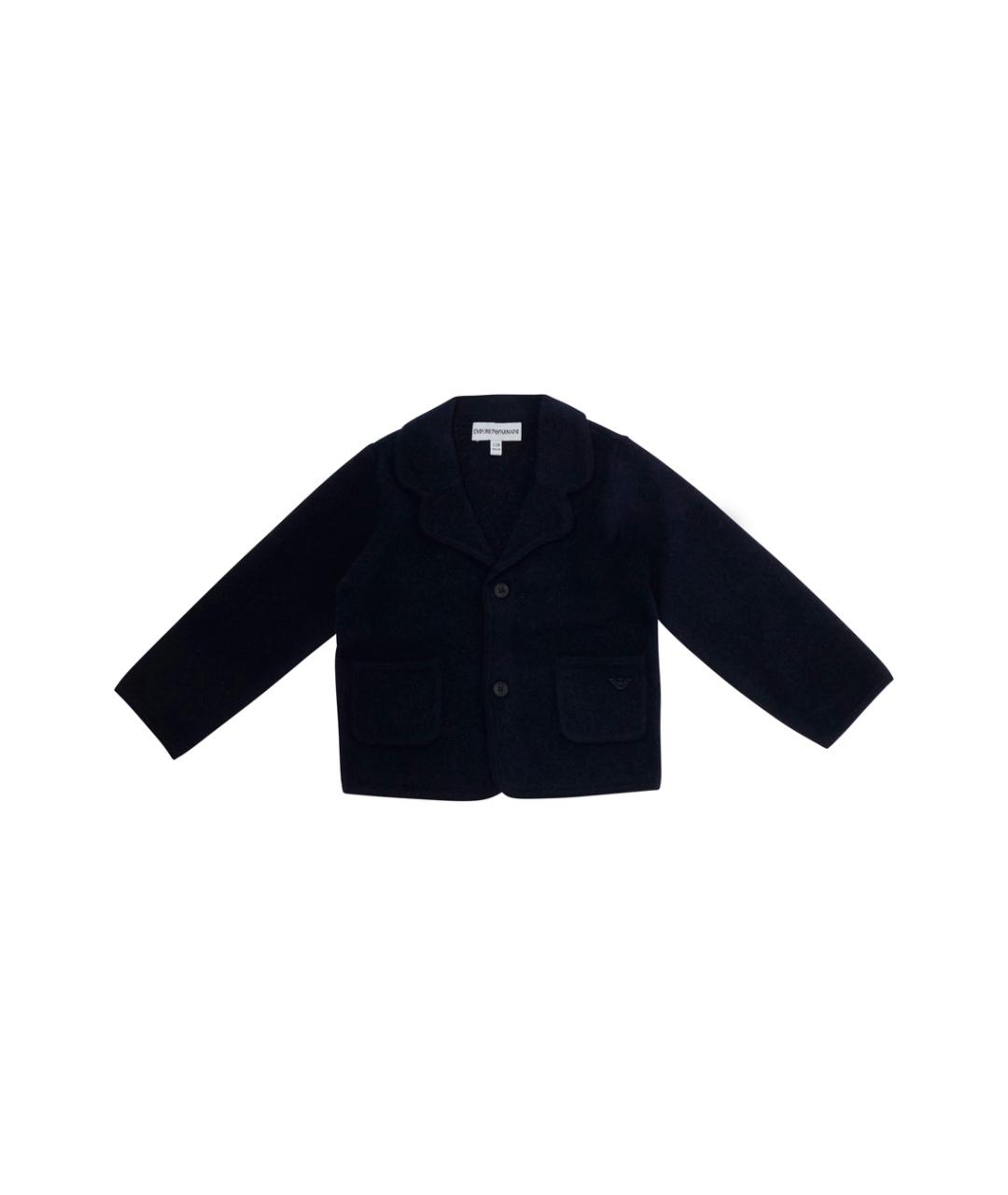 EMPORIO ARMANI Темно-синий шерстяной жакет / жилет, фото 4