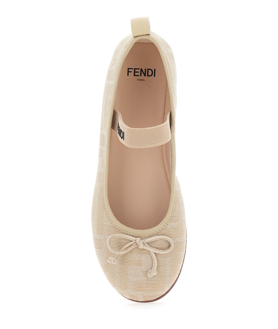 FENDI Бежевые текстильные балетки, фото 4