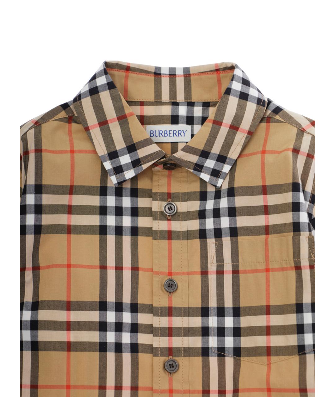BURBERRY Бежевая хлопковая детская рубашка, фото 3