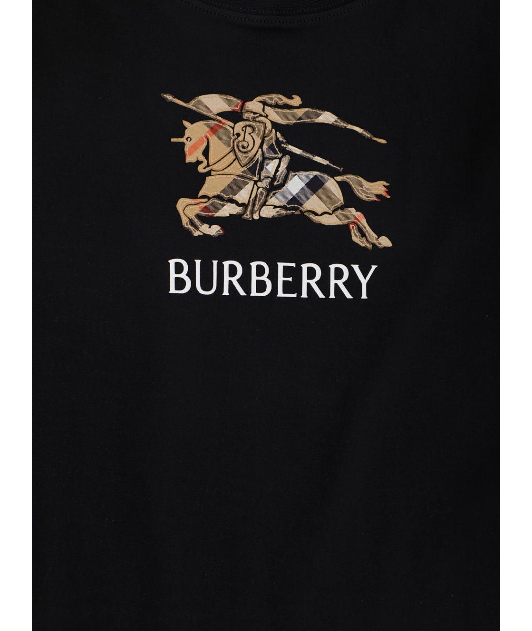 BURBERRY Черная хлопковая детская футболка, фото 3