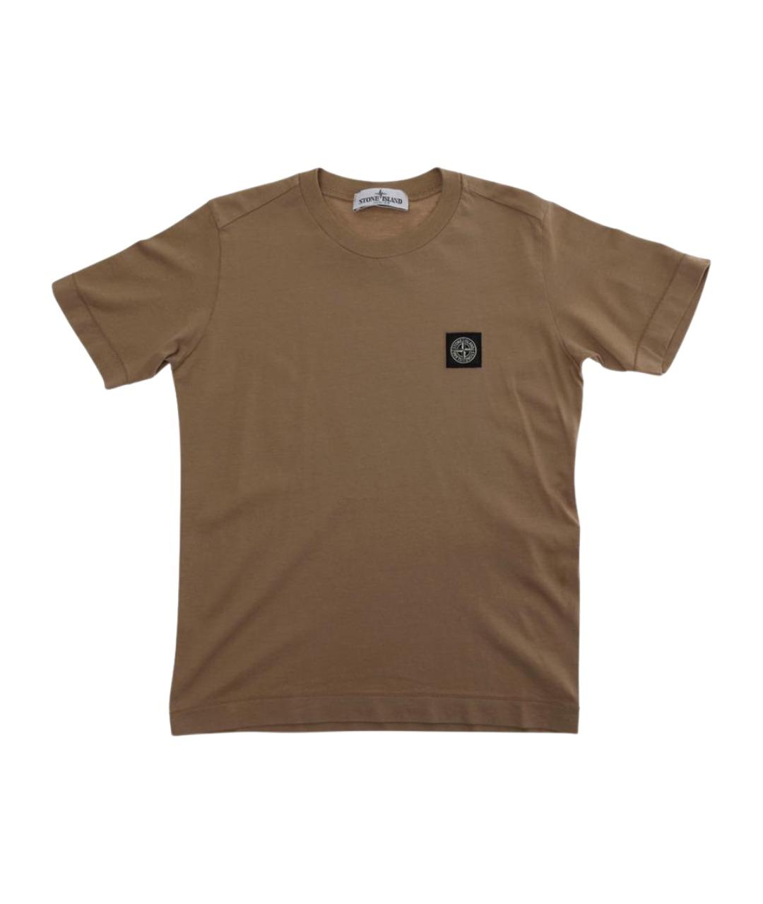 STONE ISLAND JUNIOR Коричневая хлопковая детская футболка, фото 1