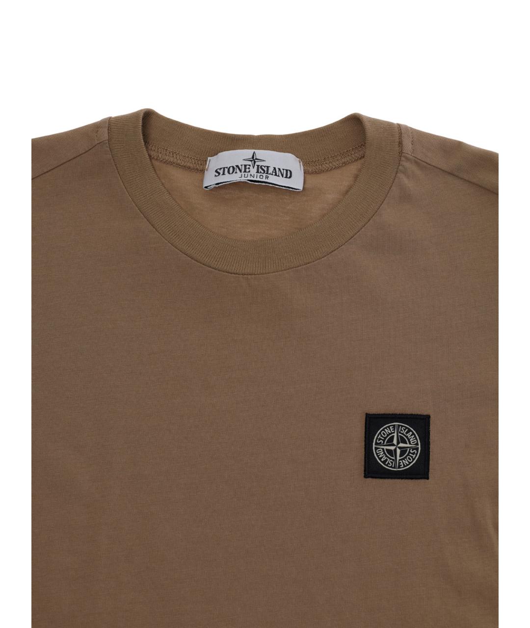 STONE ISLAND JUNIOR Коричневая хлопковая детская футболка, фото 3
