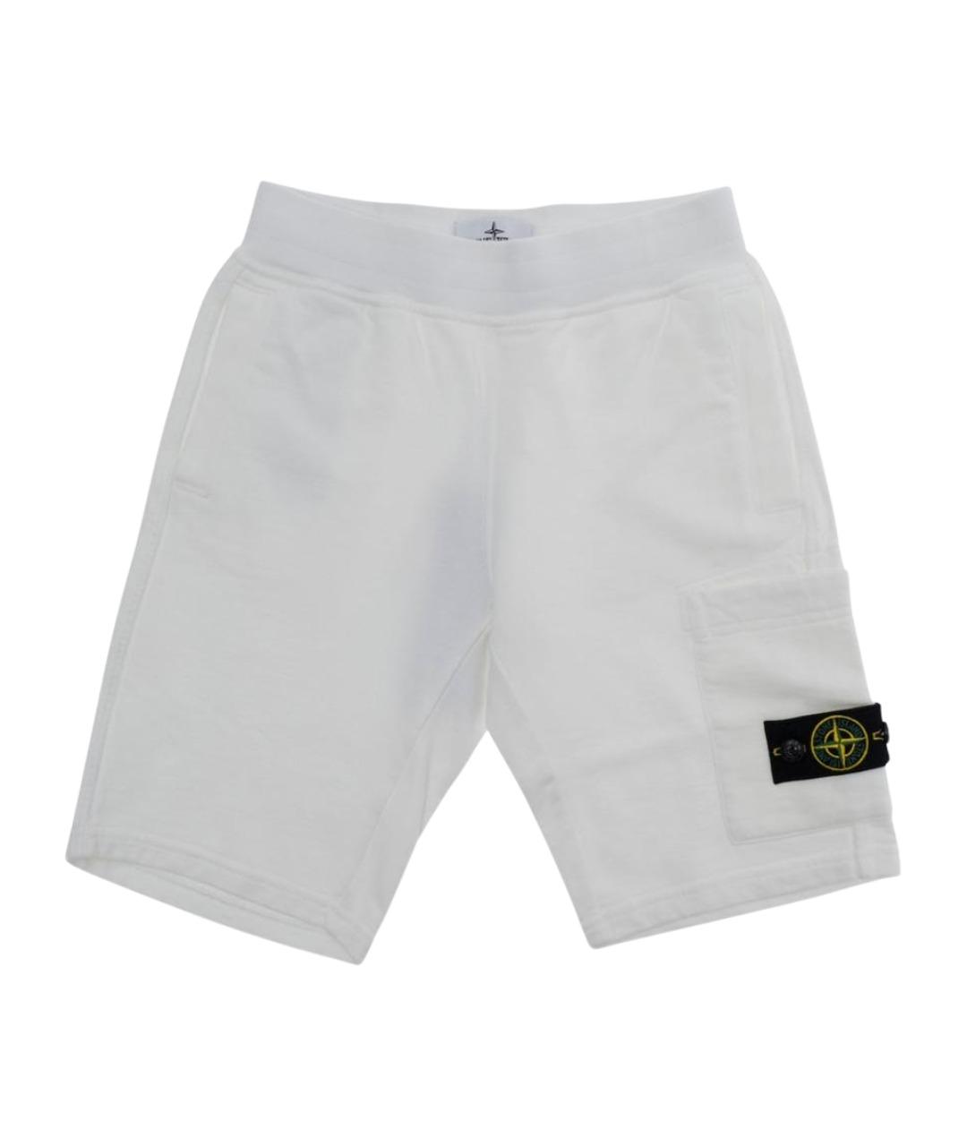 STONE ISLAND JUNIOR Белые хлопковые детские шорты, фото 1