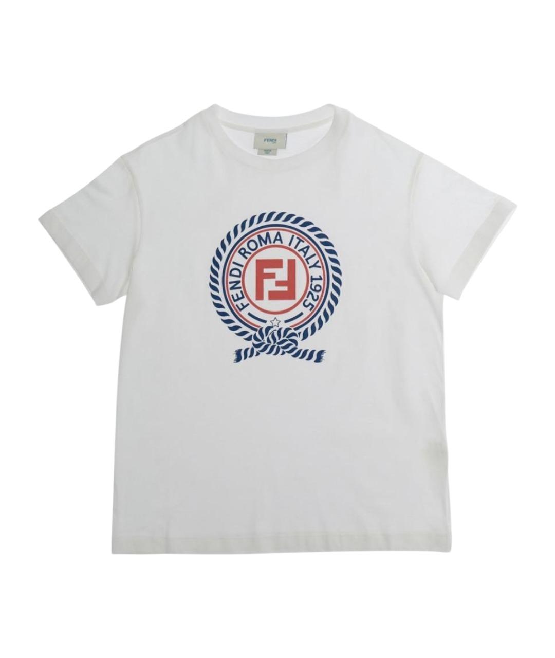 FENDI Белая хлопковая детская футболка, фото 1