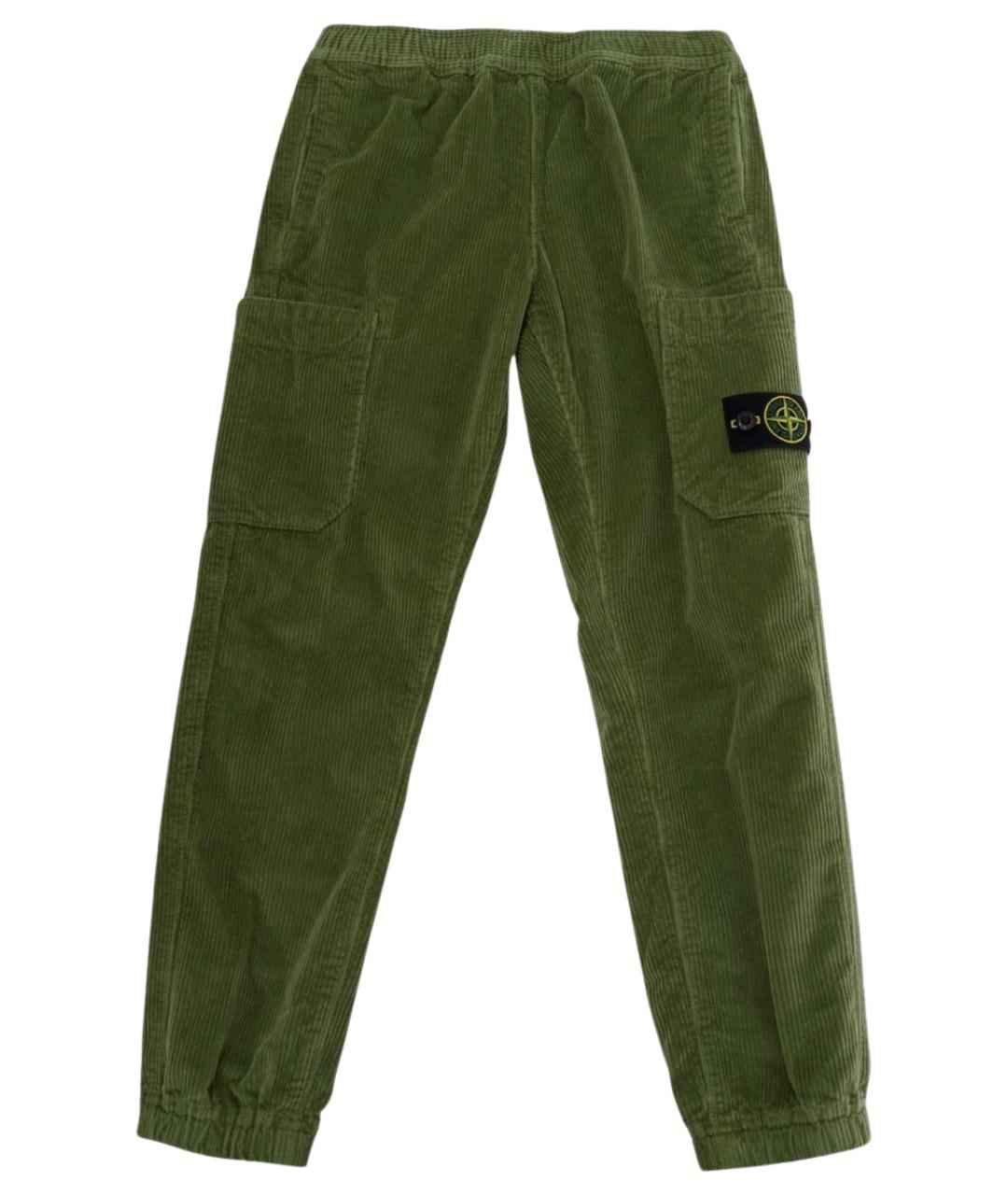 STONE ISLAND JUNIOR Зеленые хлопковые брюки и шорты, фото 1