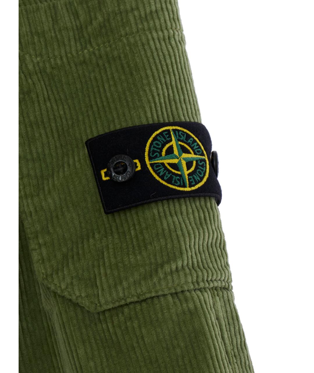 STONE ISLAND JUNIOR Зеленые хлопковые брюки и шорты, фото 3