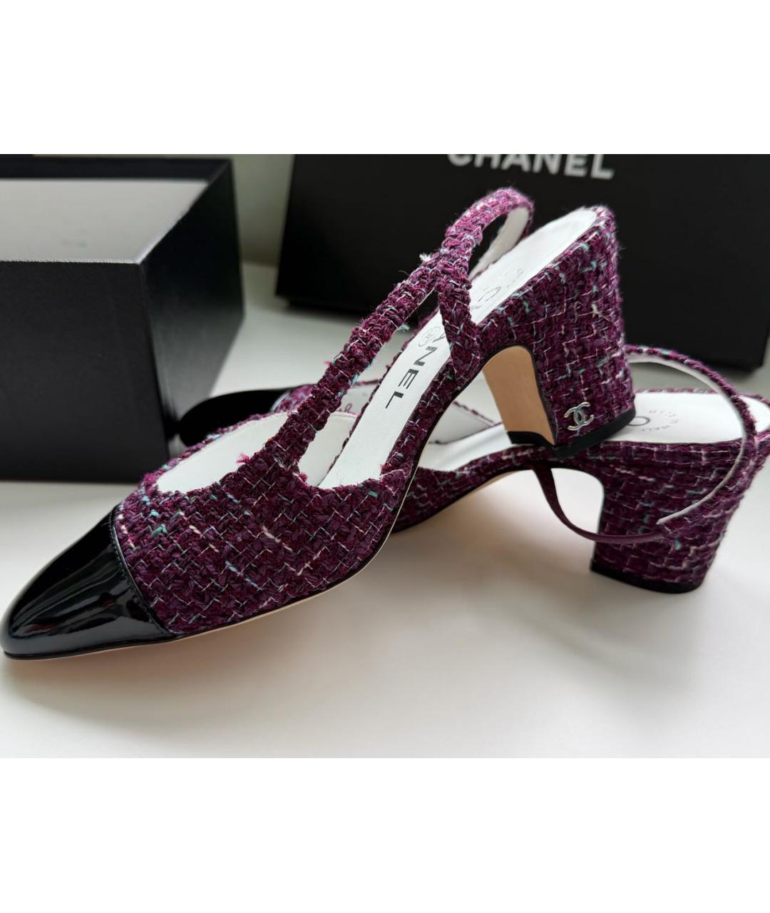 CHANEL Фиолетовые текстильные туфли, фото 5