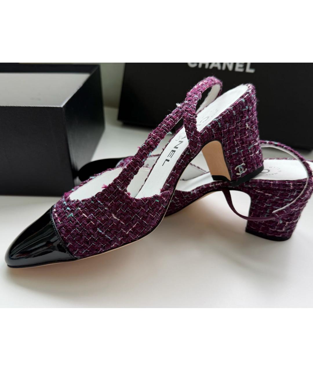 CHANEL Фиолетовые текстильные туфли, фото 7