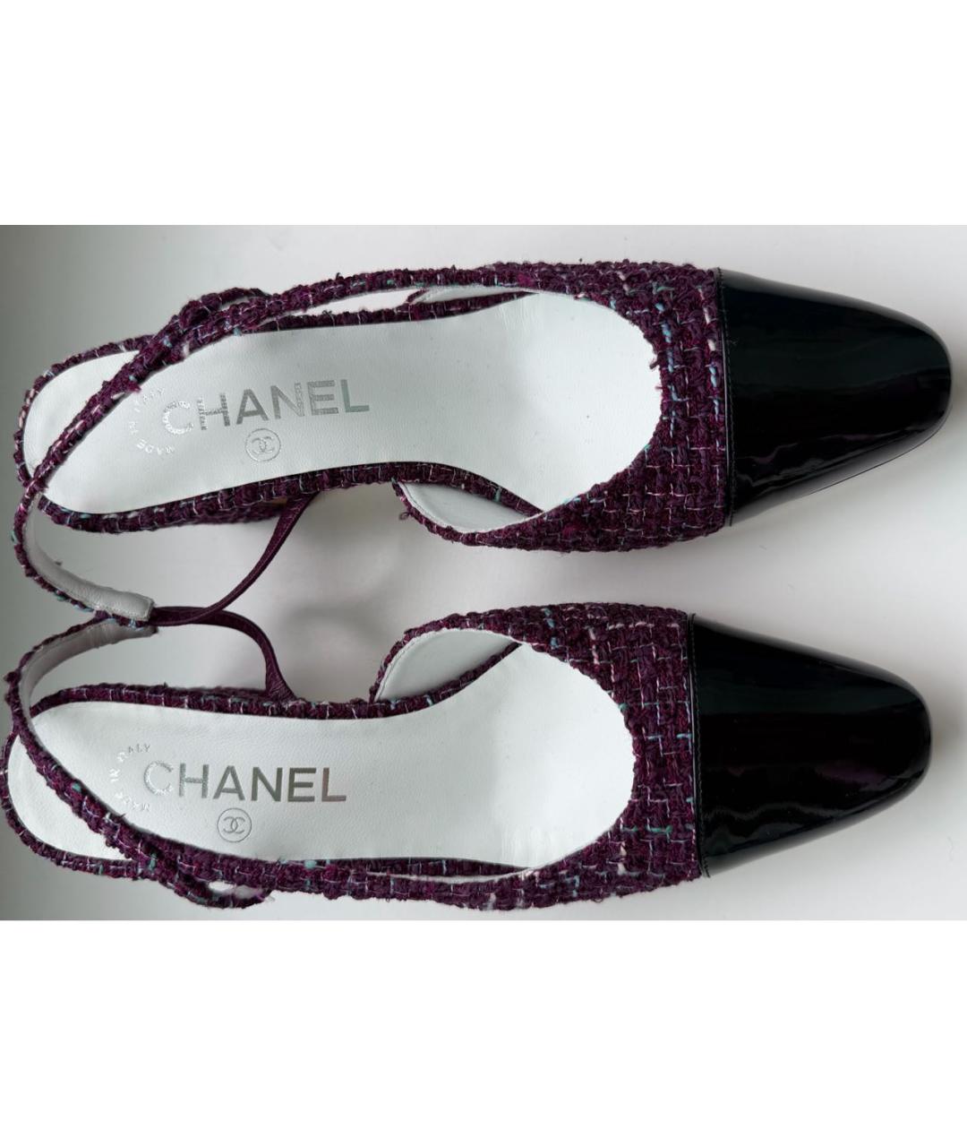 CHANEL Фиолетовые текстильные туфли, фото 2