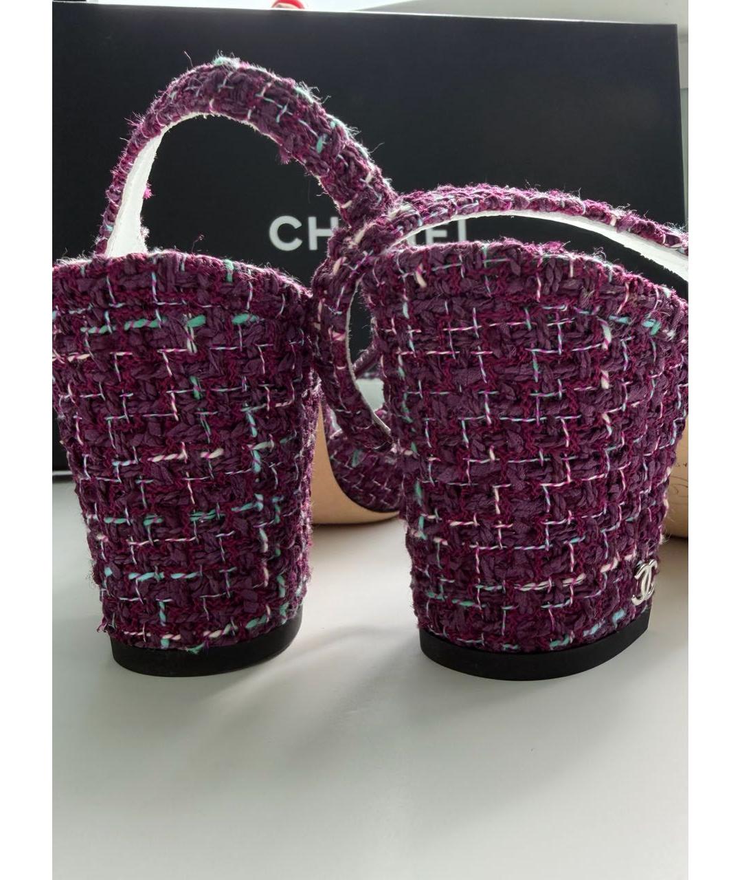 CHANEL Фиолетовые текстильные туфли, фото 4