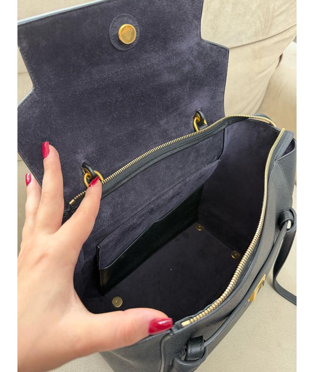 CELINE Черная кожаная сумка тоут, фото 4