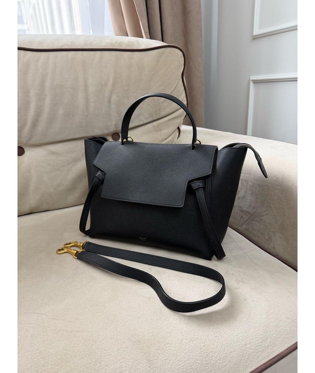 CELINE Черная кожаная сумка тоут, фото 2