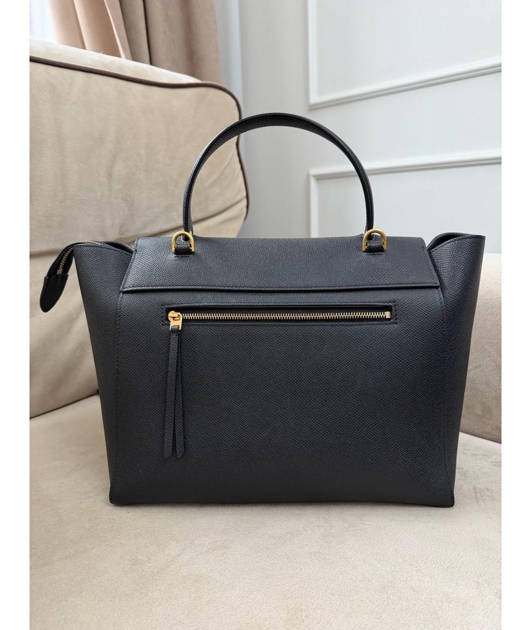 CELINE Черная кожаная сумка тоут, фото 3