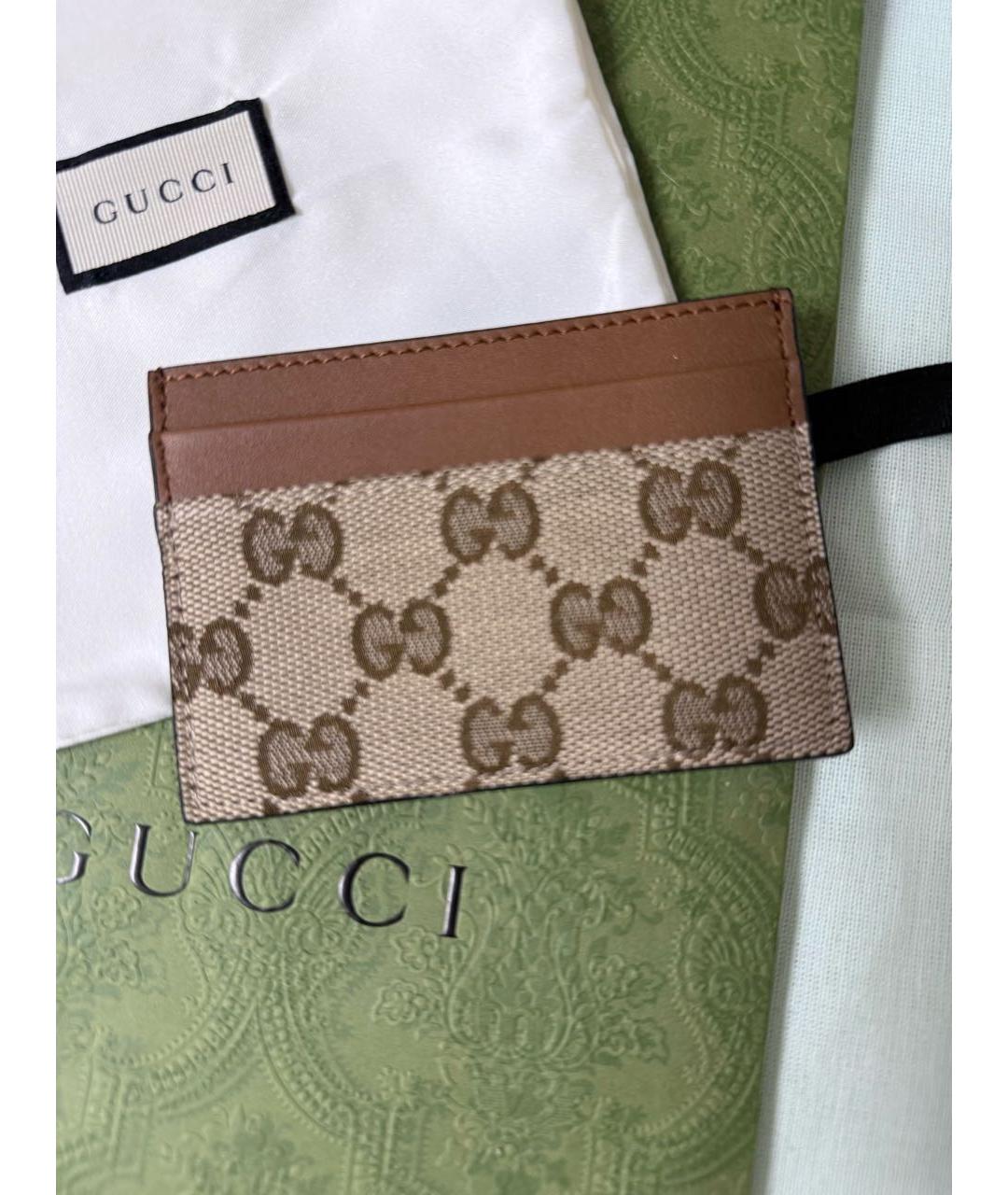 GUCCI Коричневый кожаный кардхолдер, фото 4