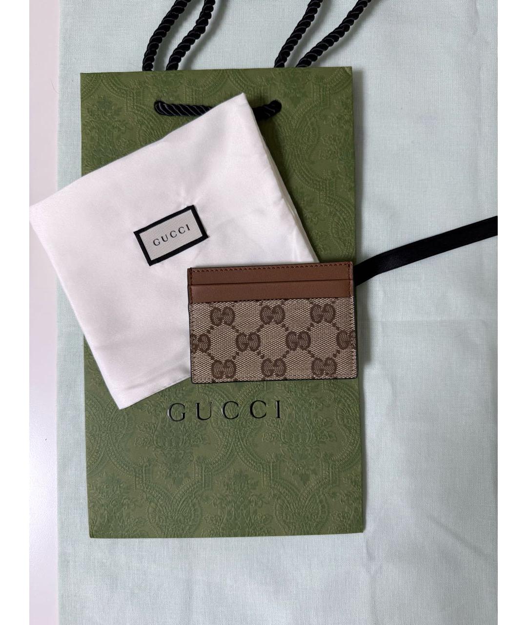 GUCCI Коричневый кожаный кардхолдер, фото 3