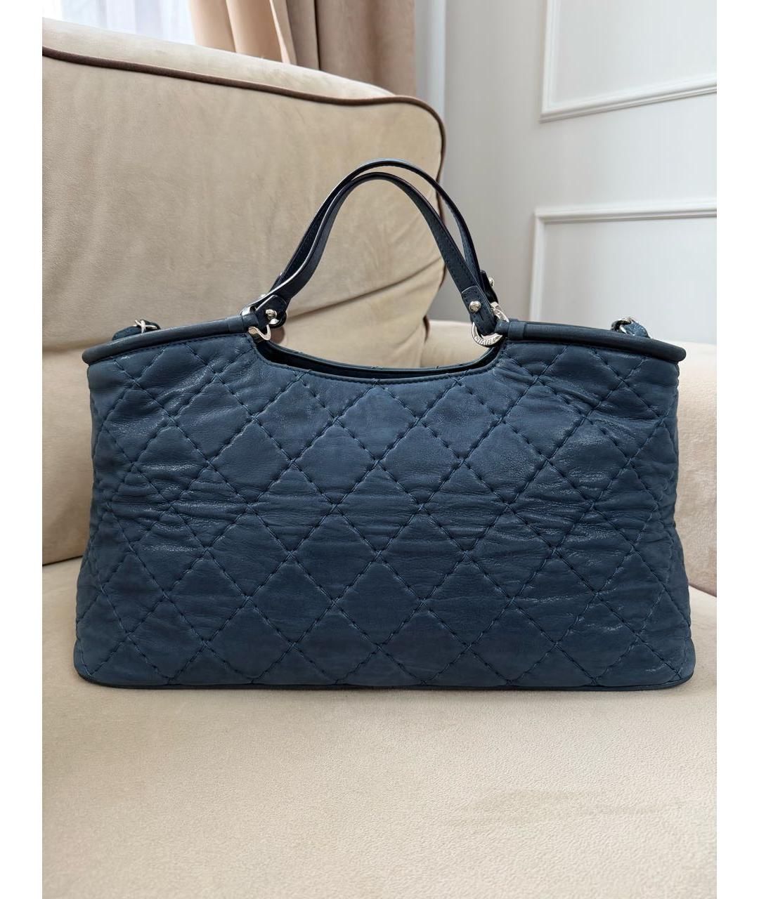 CHANEL Синяя кожаная сумка тоут, фото 3