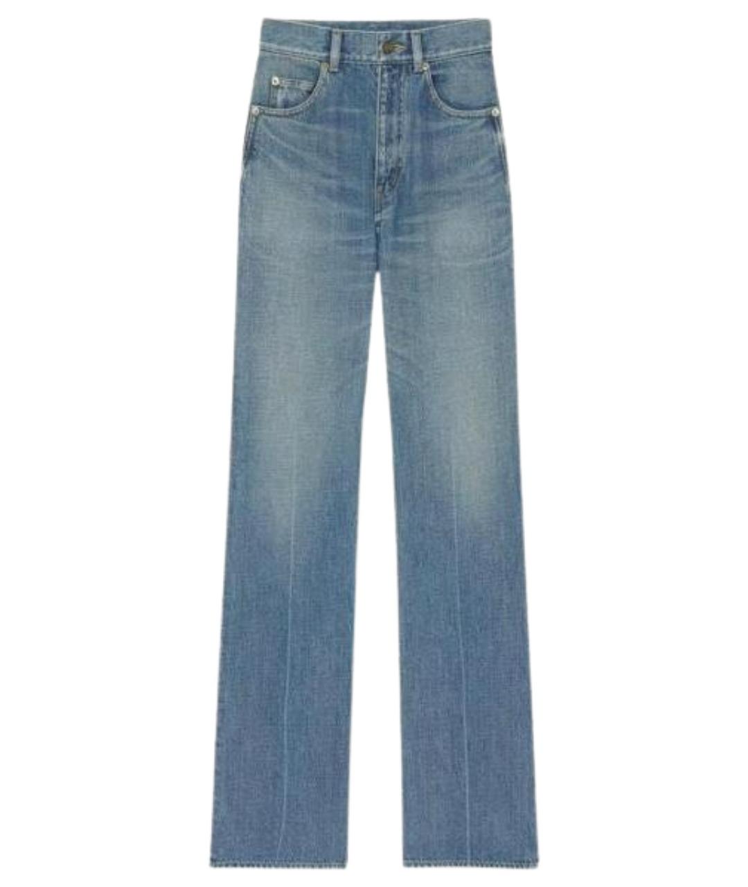 SAINT LAURENT Синие хлопковые прямые джинсы, фото 1