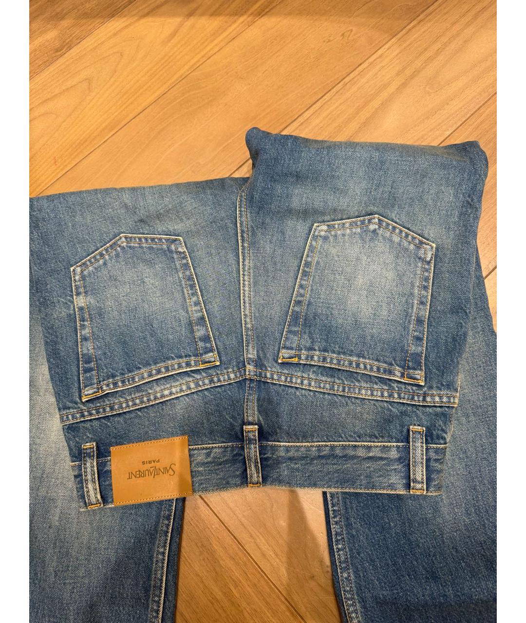 SAINT LAURENT Синие хлопковые прямые джинсы, фото 3