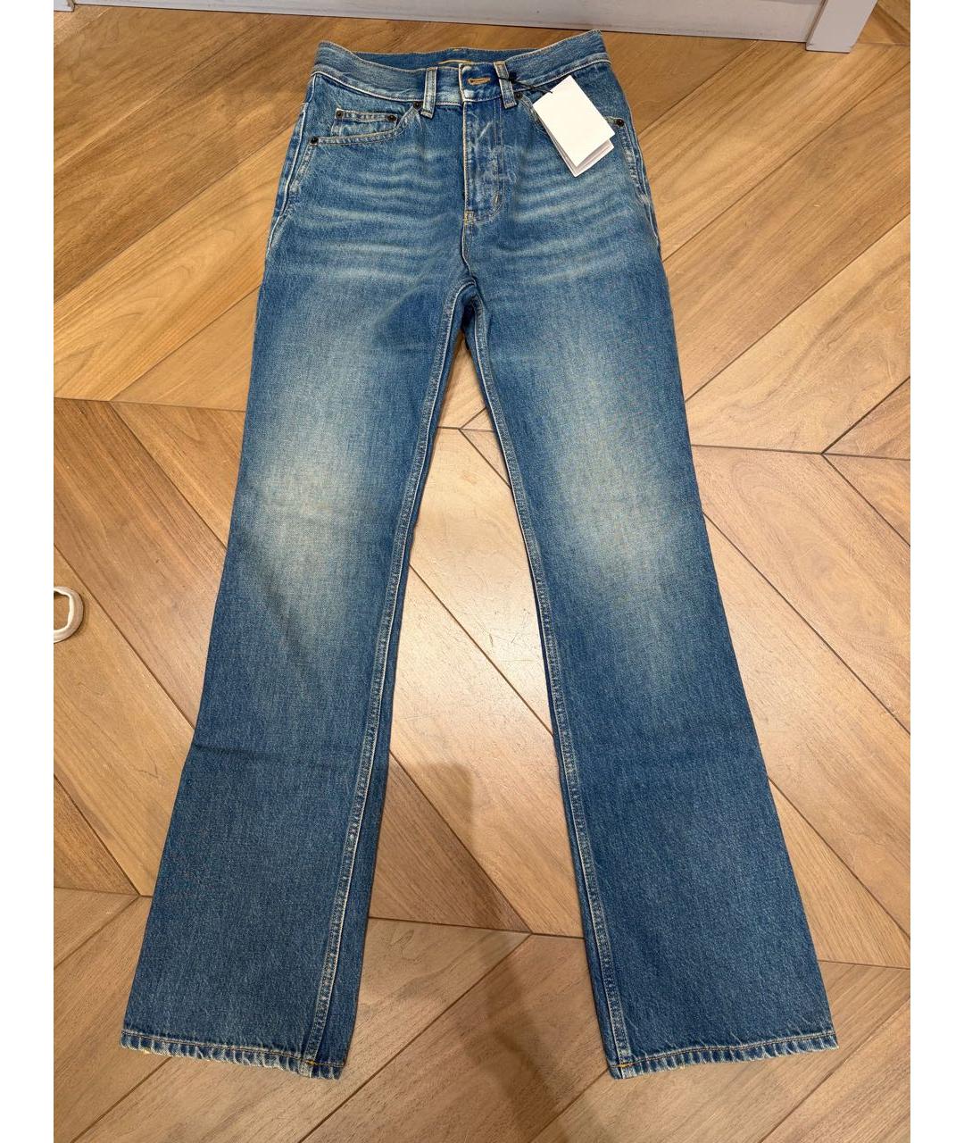 SAINT LAURENT Синие хлопковые прямые джинсы, фото 2
