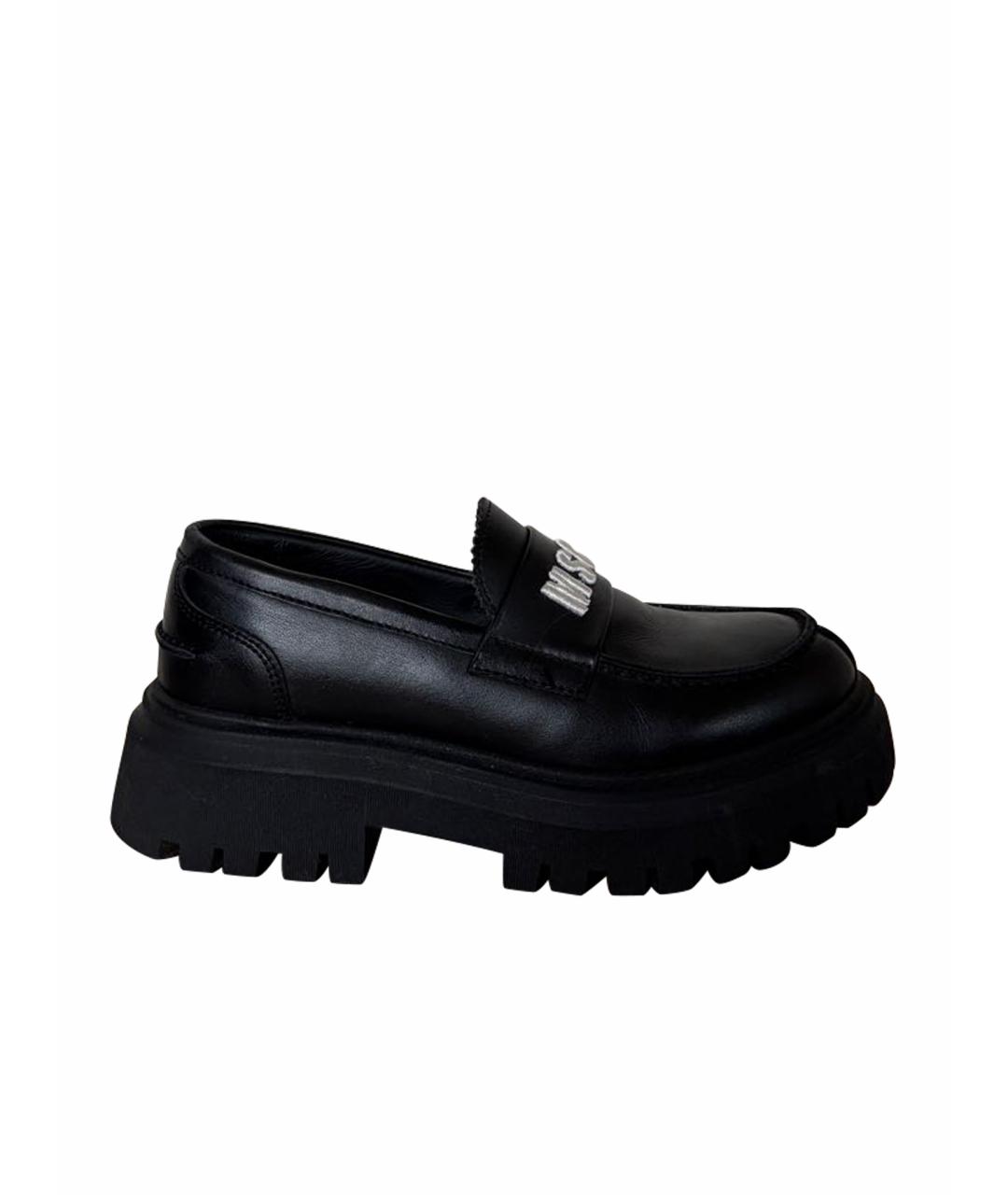 MSGM KIDS Черные кожаные лоферы и мокасины, фото 1