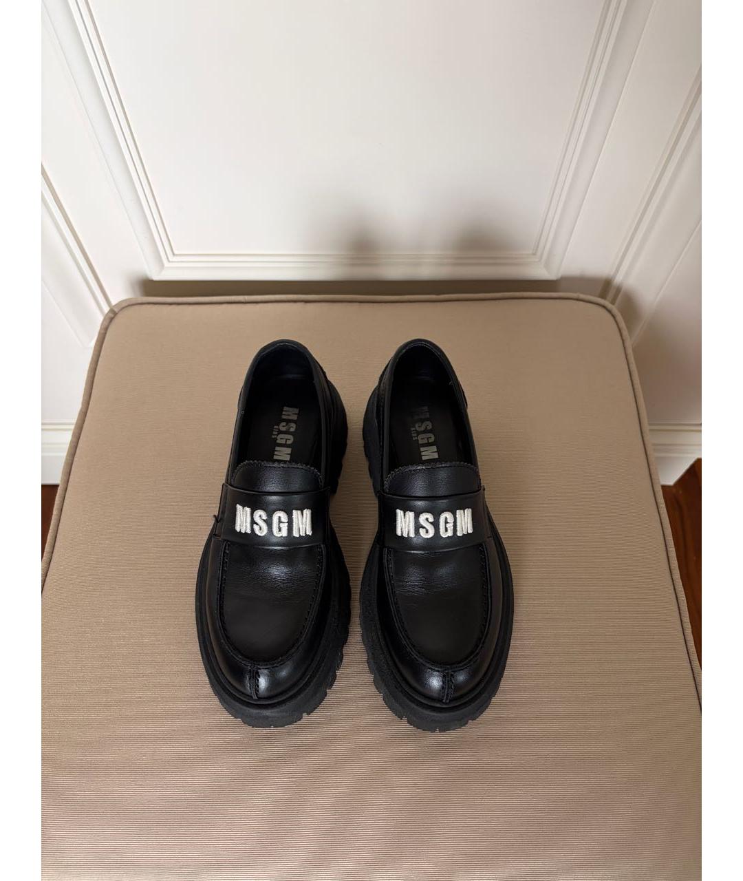 MSGM KIDS Черные кожаные лоферы и мокасины, фото 2