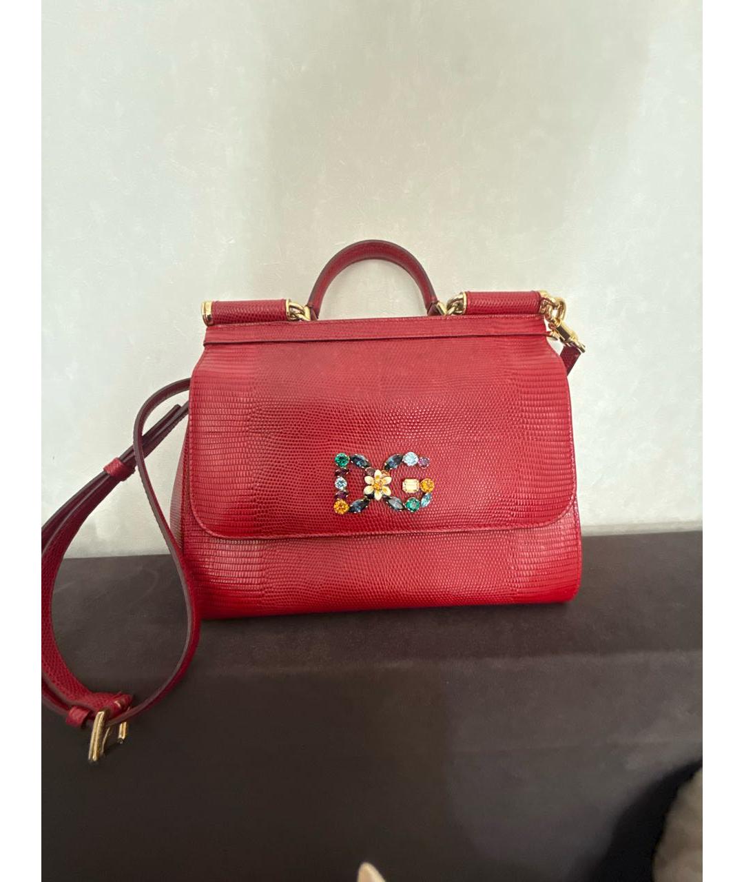 DOLCE&GABBANA Красная кожаная сумка через плечо, фото 5