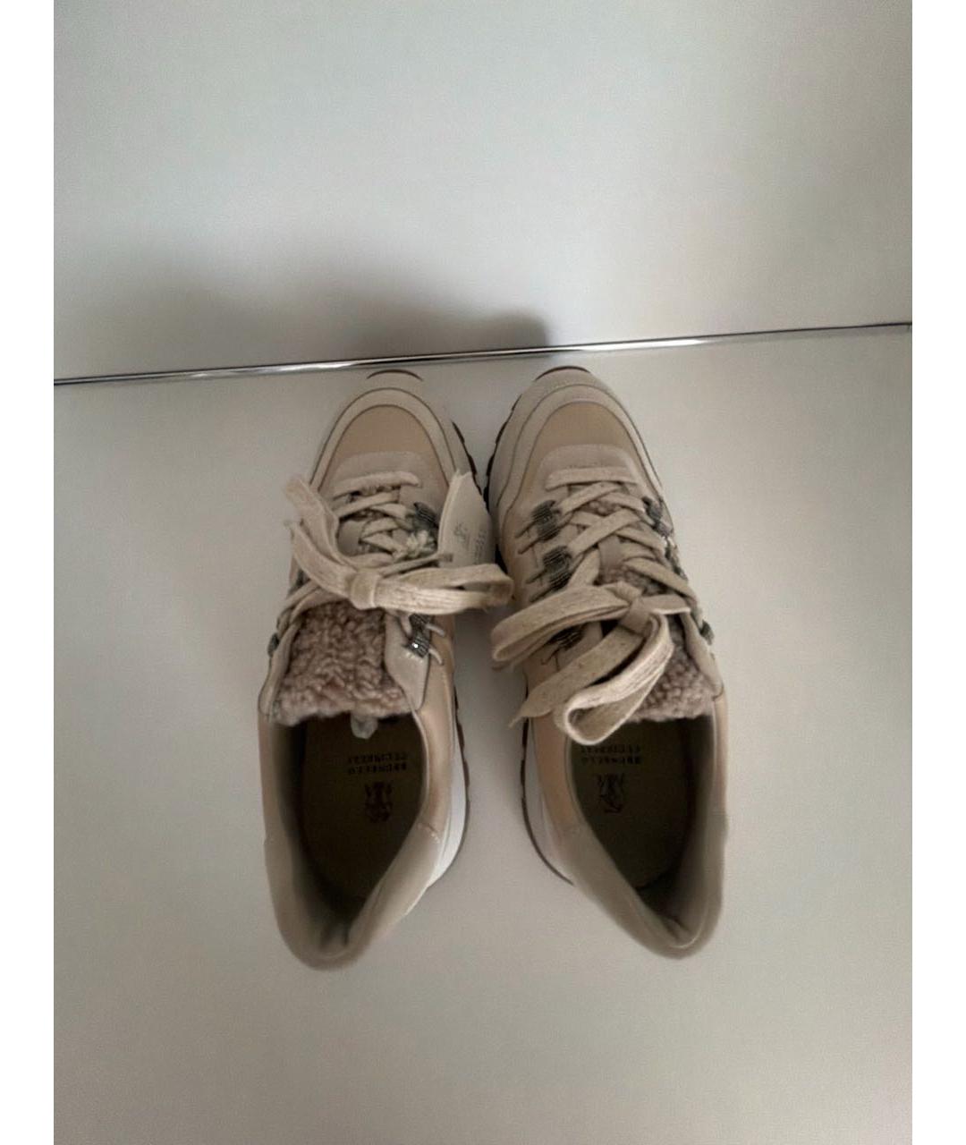 BRUNELLO CUCINELLI Бежевые замшевые кроссовки, фото 3