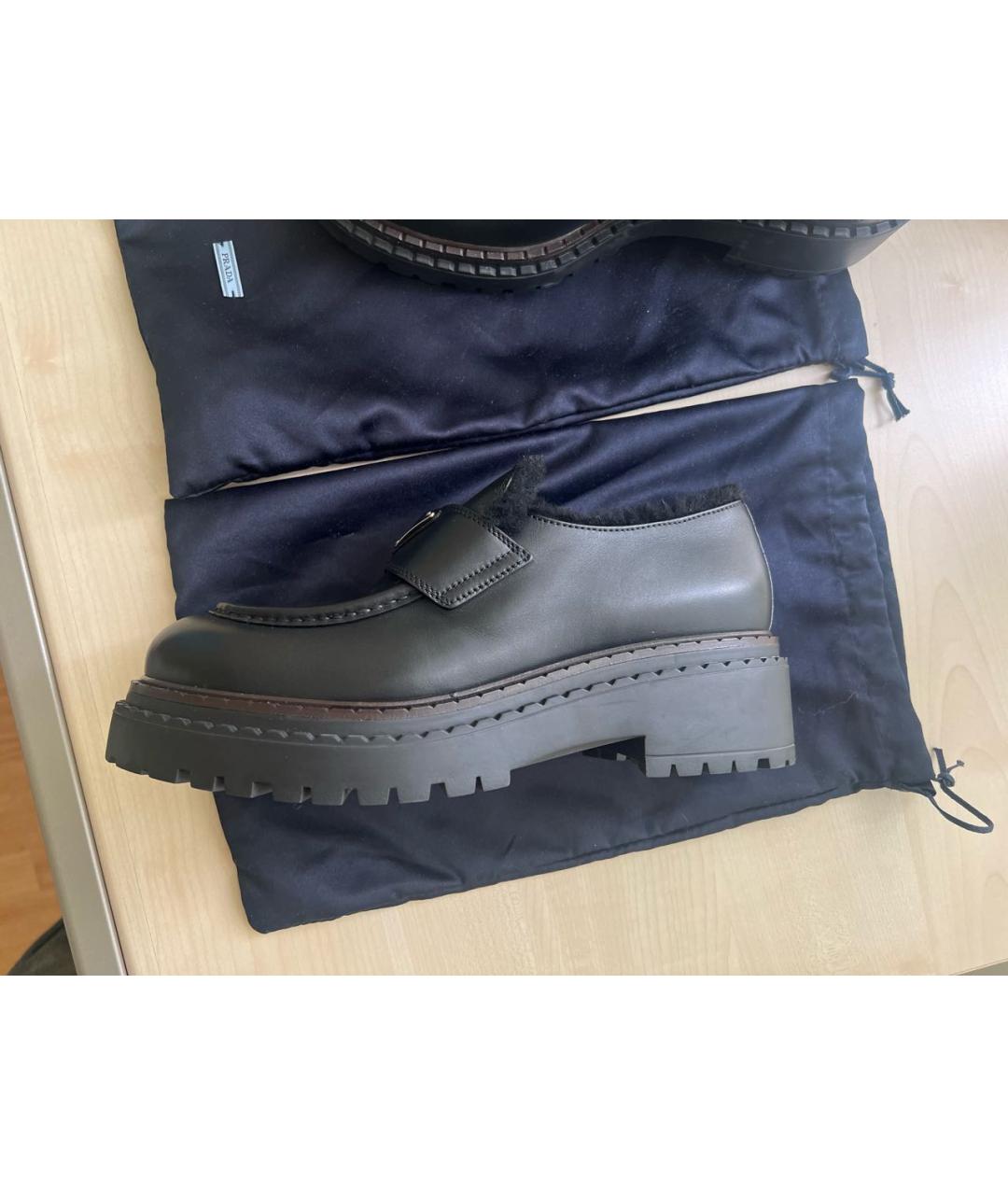 PRADA Черные кожаные ботинки, фото 4