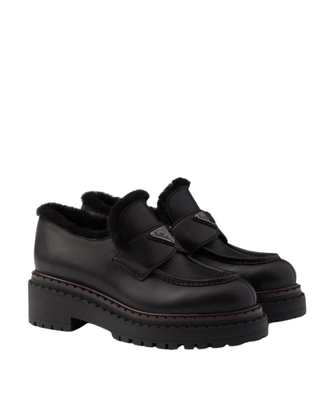 PRADA Черные кожаные ботинки, фото 1