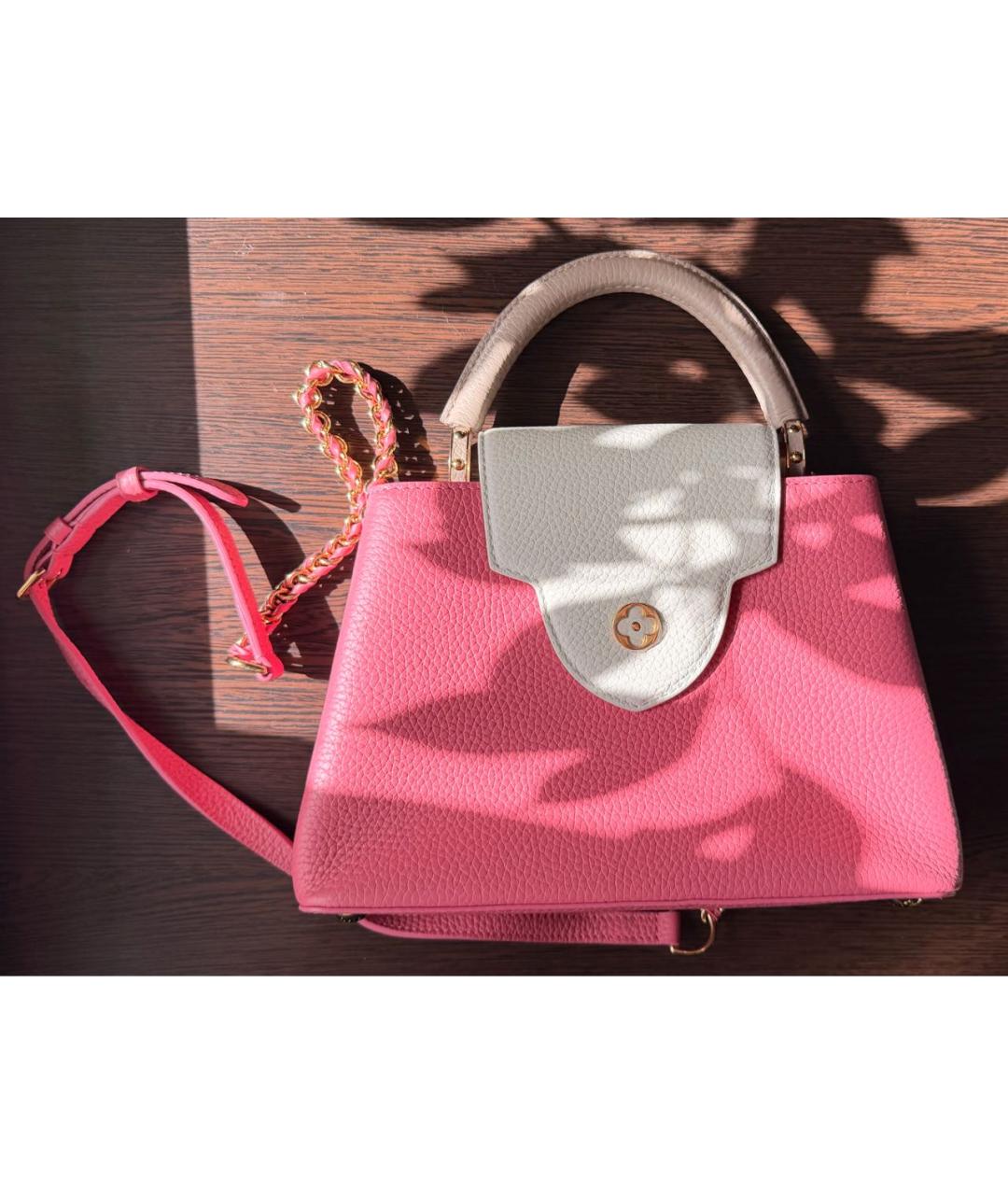 LOUIS VUITTON Розовая кожаная сумка с короткими ручками, фото 5