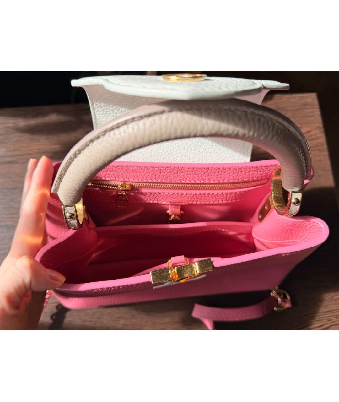 LOUIS VUITTON Розовая кожаная сумка с короткими ручками, фото 3