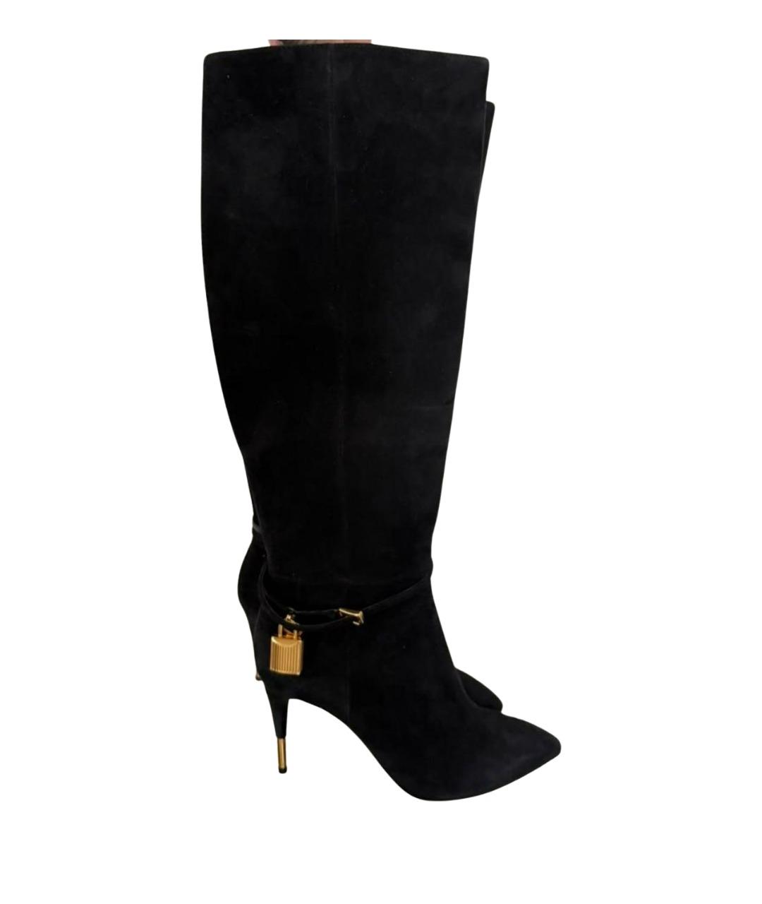 TOM FORD Черные замшевые сапоги, фото 1