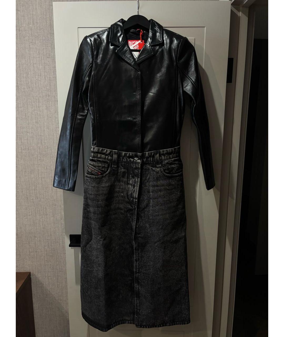 DIESEL Черное кожаное пальто, фото 7