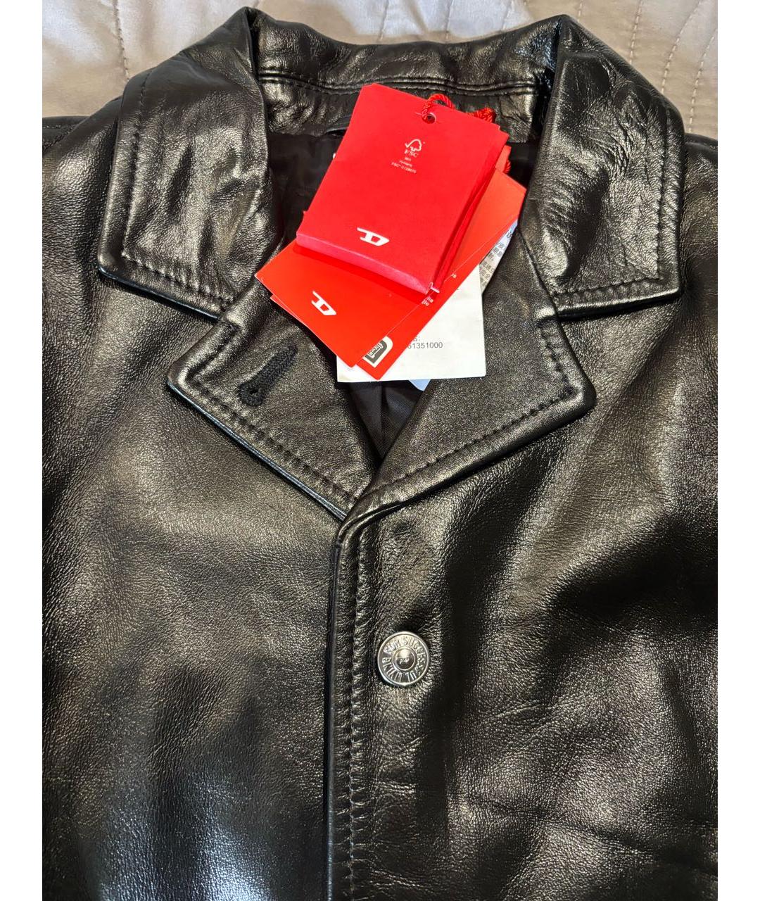 DIESEL Черное кожаное пальто, фото 3