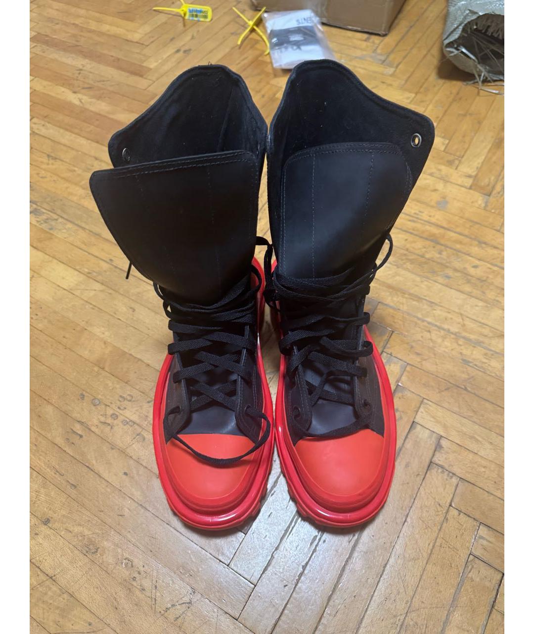 ADIDAS X RAF SIMONS Красные кожаные высокие ботинки, фото 2